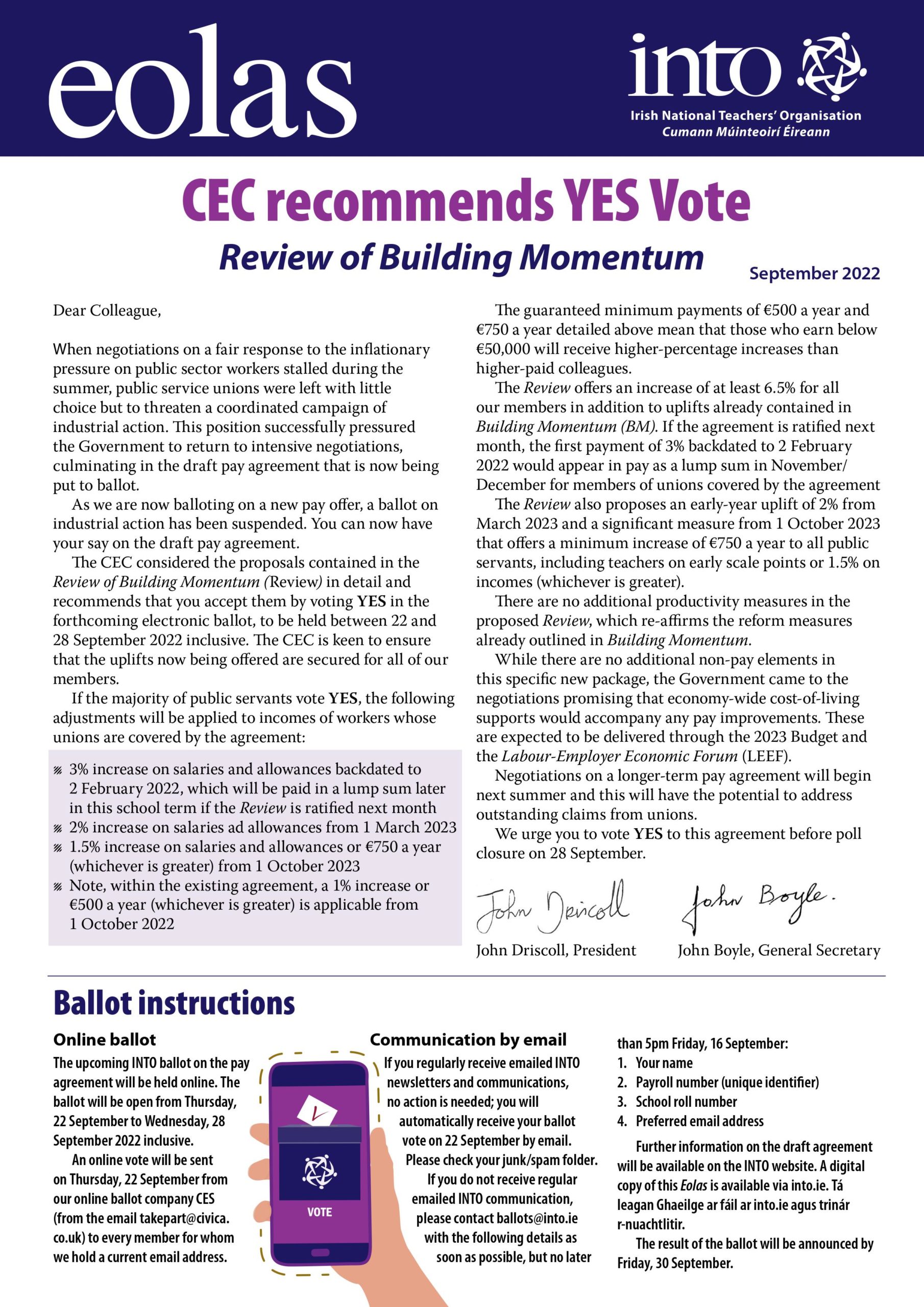 Review of Building Momentum – CEC recommends YES Vote